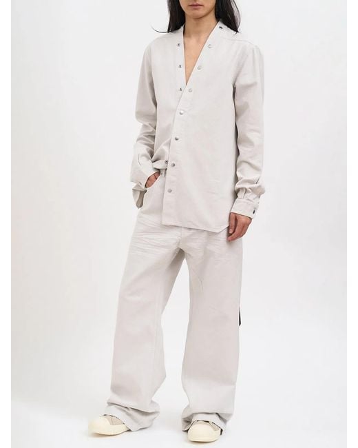 Rick Owens White Larry Cotton Shirt for men