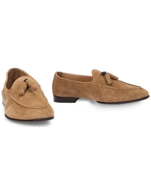 Doucal's Brown Suede Loafers With Napa for men
