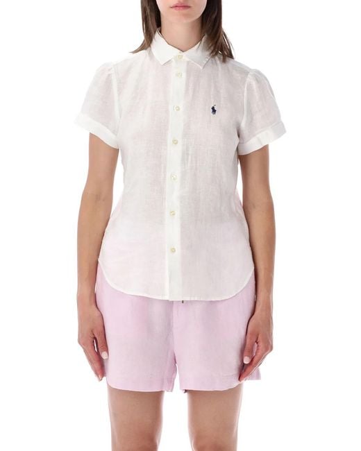 Polo Ralph Lauren White Short Sleeves Linen Shirt