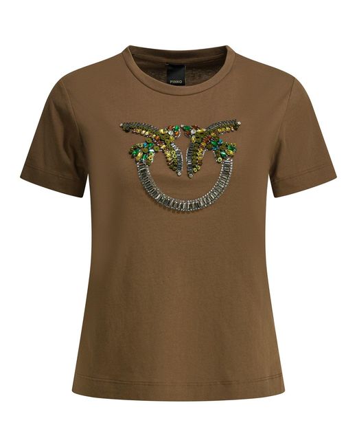 Pinko Women's Green T-shirts Brown