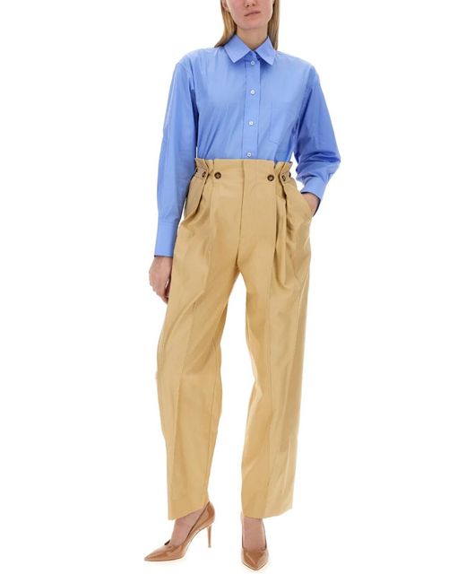 Victoria Beckham Natural Pants Gathered Waist