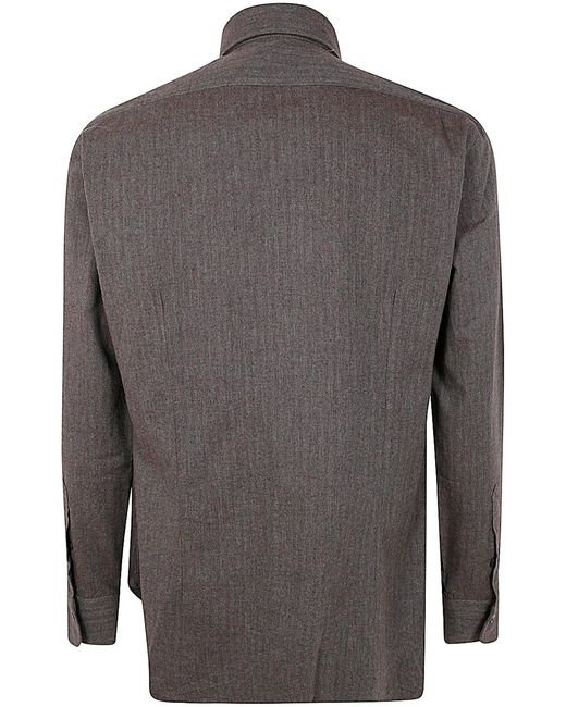 Barba Napoli Gray Neck Shirt for men