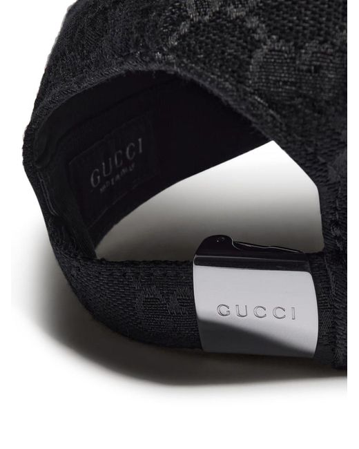 Gucci Black Gg Baseball Hat With Web for men