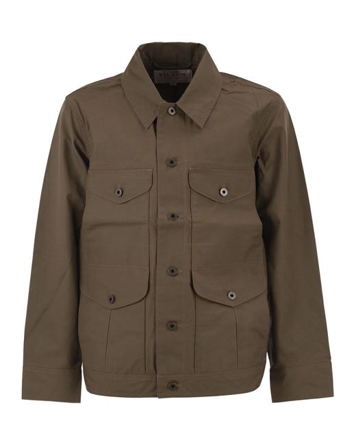 Filson Brown Cotton Field Jacket With Utility Pockets for men