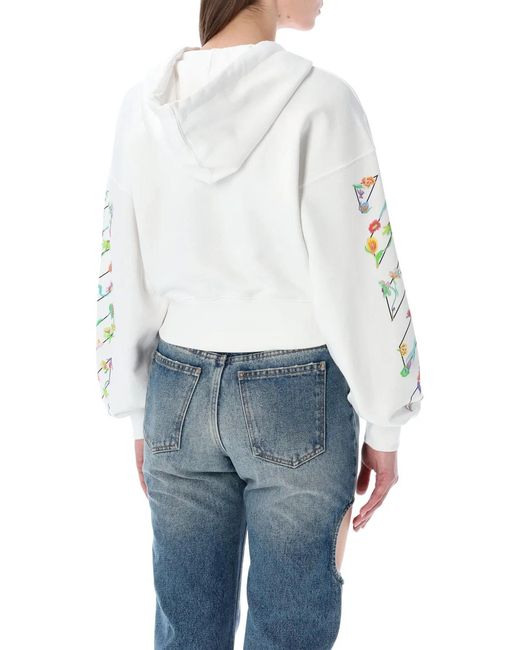 Off-White c/o Virgil Abloh Blue Flower Cropped Hoodie