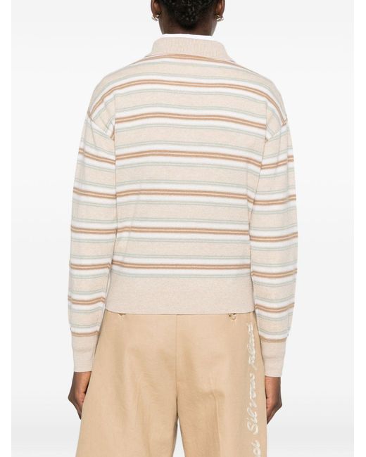 Guest In Residence White Striped Cashmere Polo Shirt