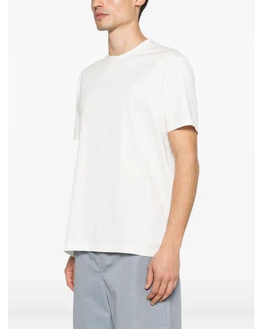 Paul & Shark White Paul & Shark Cotton T-Shirt With Tone-On-Tone Logo Embroidery for men