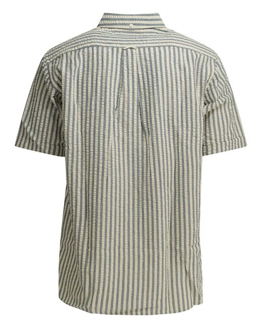 Beams Plus Gray Casual Cotton Seersucker Shirt for men