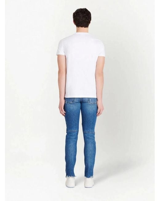 Balmain White Printed T-Shirt Straight Fi for men