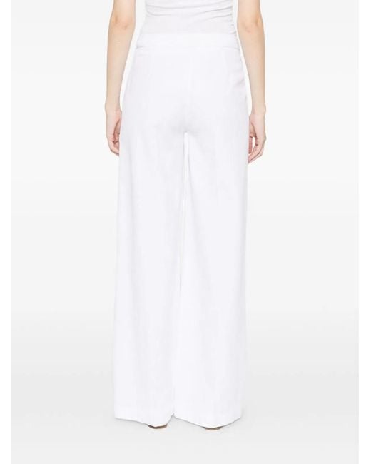 Via Masini 80 White Cotton Wide-Leg Trousers