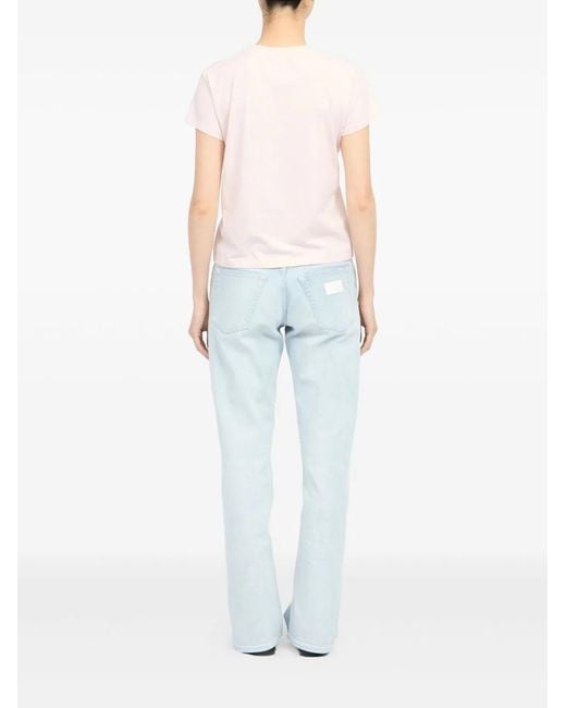 MM6 by Maison Margiela Pink Logo Cotton T-Shirt