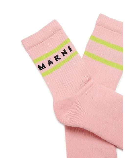 Marni Pink Socks With Logo