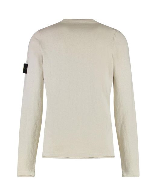 Stone Island White Cotton Blend Crew-Neck Sweater for men