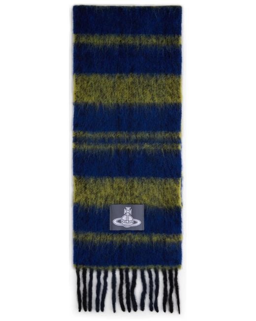 Vivienne Westwood Blue Striped Scarf With Fringes