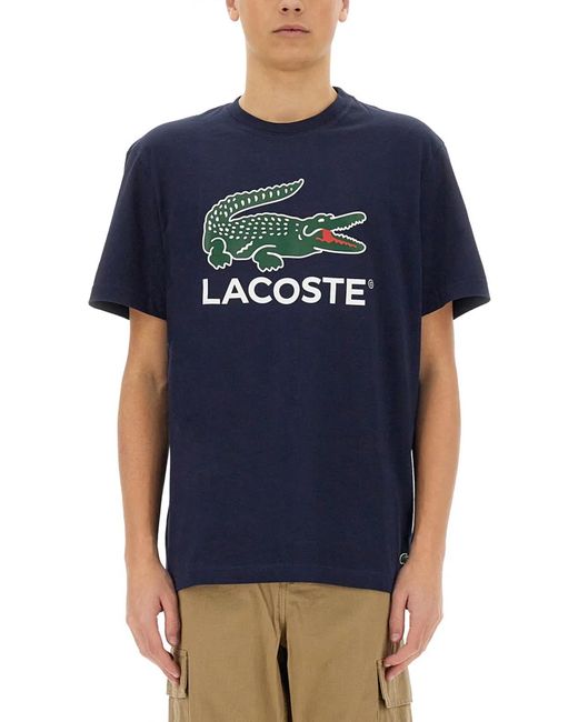 Lacoste Blue Cotton T-Shirt With Print for men