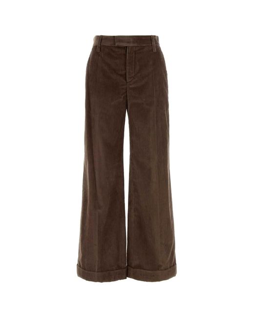 Brunello Cucinelli Brown Corduroy Wide-Leg Pant