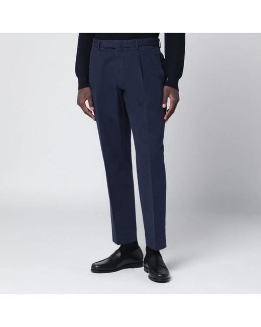 Santaniello Blue Cotton And Cashmere Trousers for men