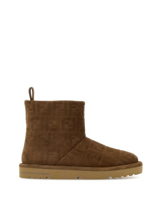 Fendi Brown Suede Ankle Boots for men