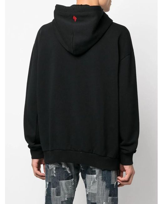 Marcelo Burlon Black Graphic-print Pullover Hoodie for men