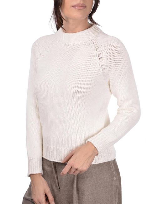 Gran Sasso White Wool Crew Neck Sweater