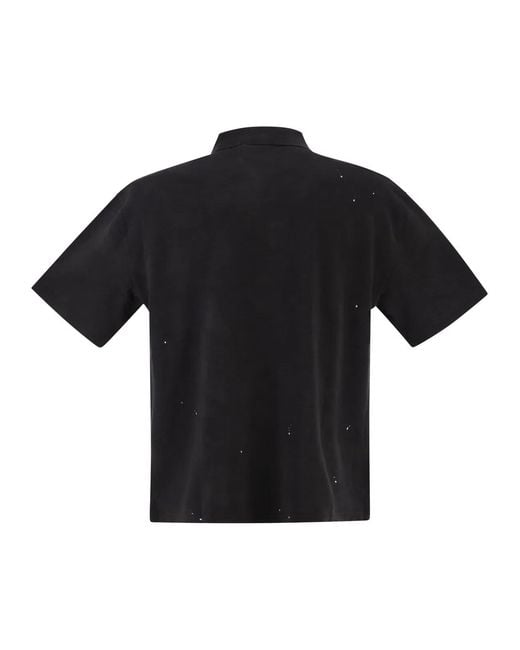 Carhartt Black Cotton Polo Shirt With Paint Splatter Details