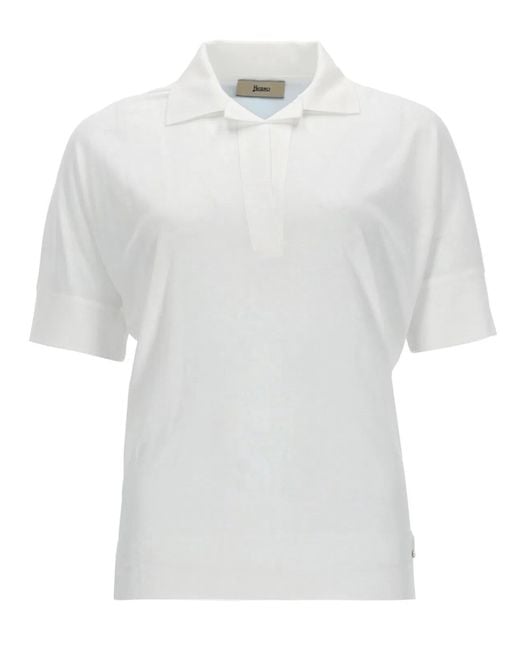 Herno White Cotton Blend Polo Shirt