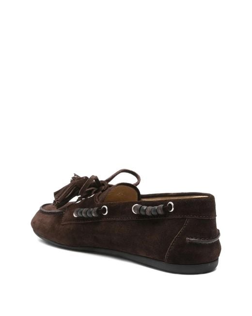 Miu Miu Black Suede Deck Shoes With Tassels