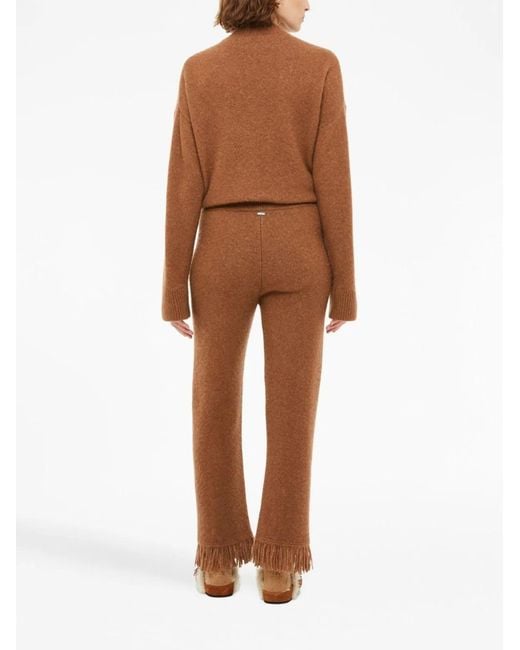 Alanui Brown Cashmere And Silk Blend Trousers
