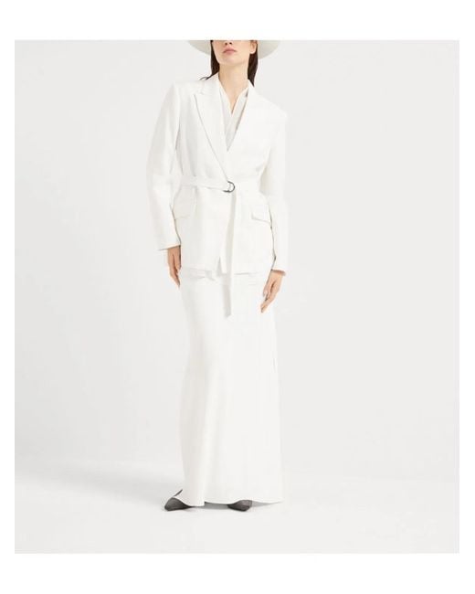 Brunello Cucinelli White Suit Type Belt Jacket
