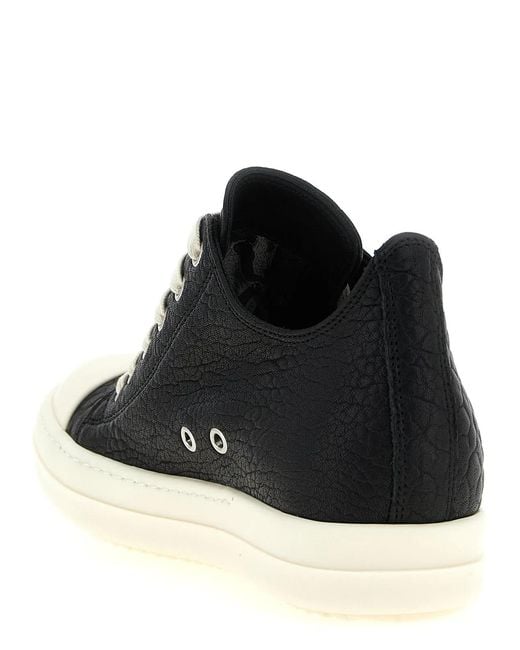Rick Owens Black Lamb Leather Low Top Sneakers