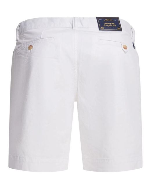 Polo Ralph Lauren White Classic Bermuda Trousers for men