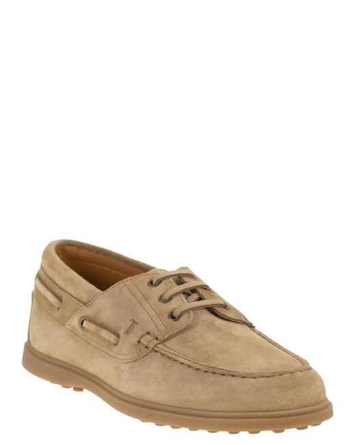 Tod's Brown Suede Boat Shoe for men