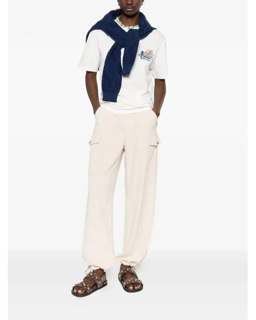 Etro White T-Shirt With Embroidered Logo