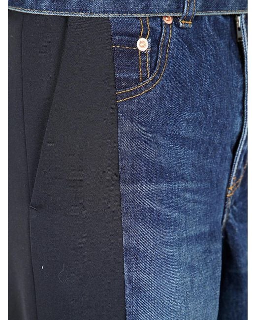 Sacai Blue Denim X Suiting Pants