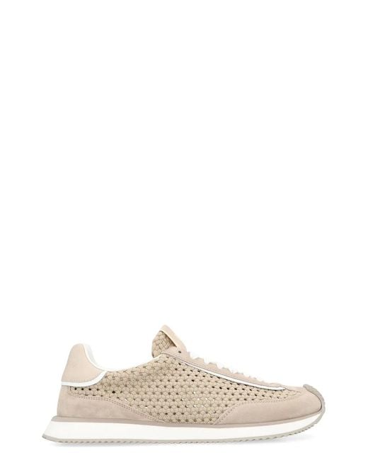 Dolce & Gabbana Natural Dolce & Gabbana Leather And Fabric Low-Top Sneakers for men