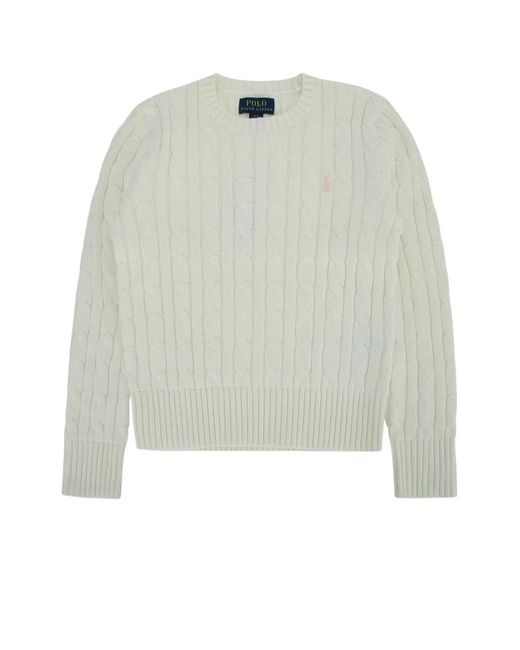 Polo Ralph Lauren White Jr Cable Cn-Sweater-Pullover