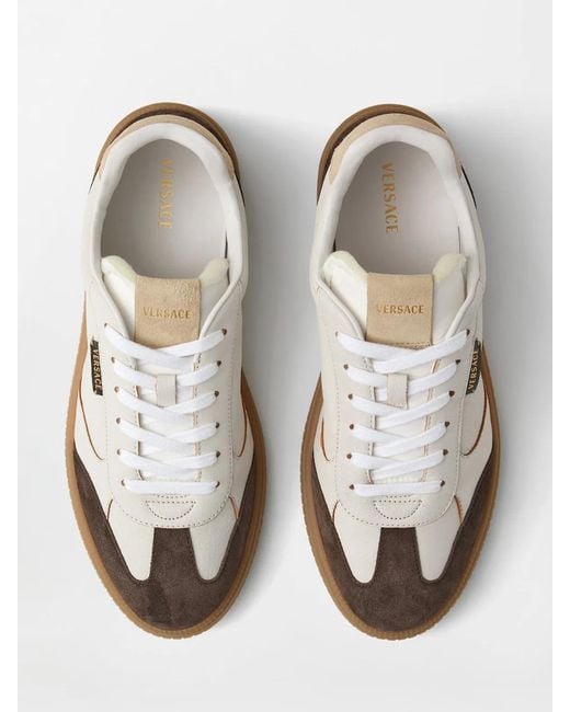 Versace White Greca Court Sneakers for men