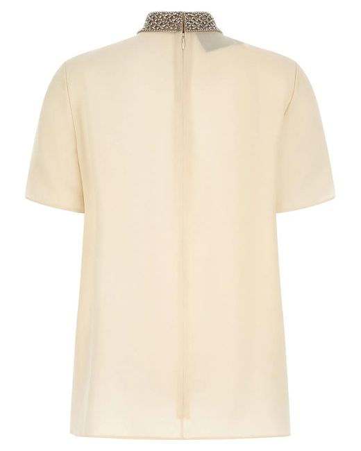 Valentino Garavani Natural Jewel Collar Top