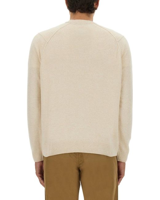 Woolrich Natural Classic Crew Neck Choker With Raglan Sleeves for men