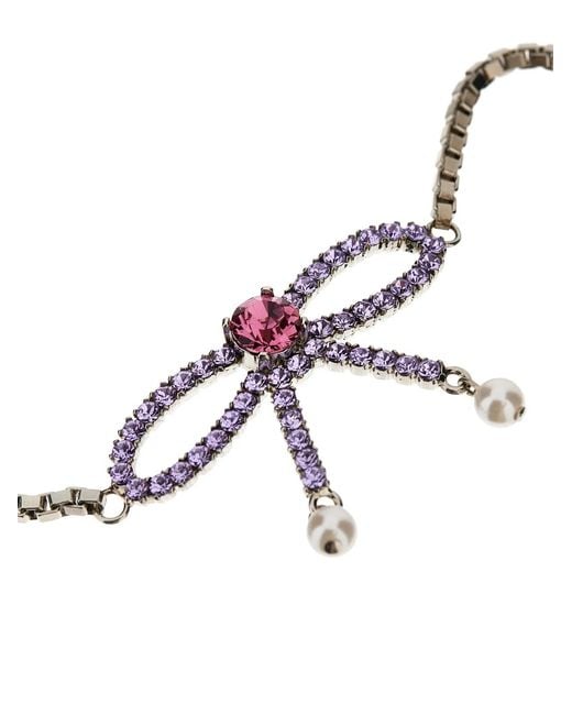 DSquared² White Bow Crystal Long Earrings