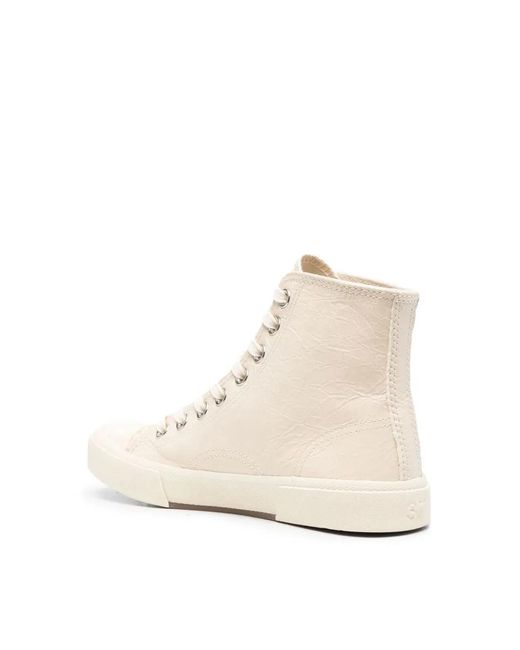 Balenciaga Natural Paris Logo High-Top Sneakers