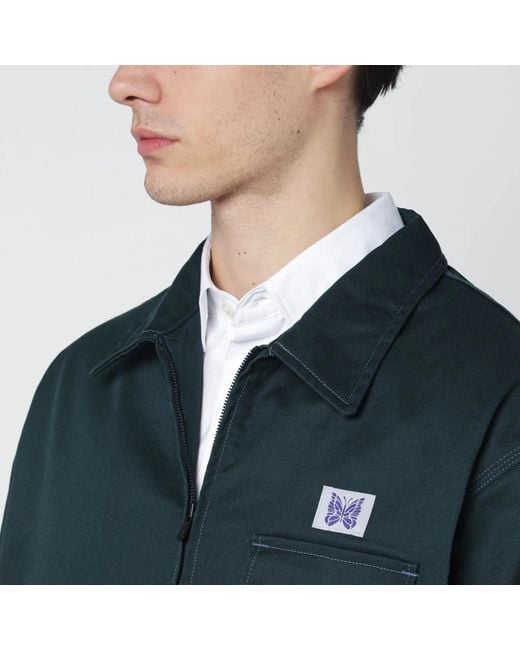 Needles Blue Zip Shirt Jacket for men