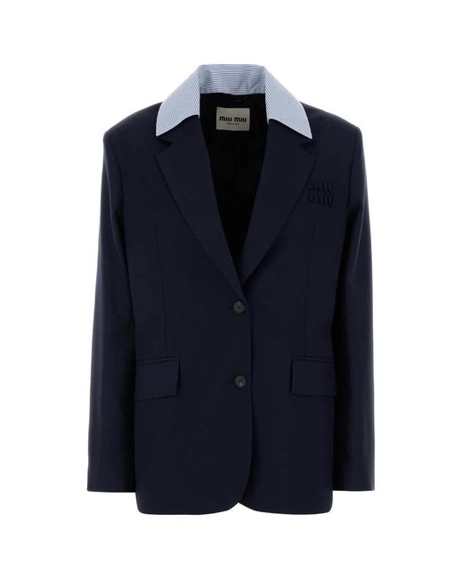 Miu Miu Blue Wool Blazer