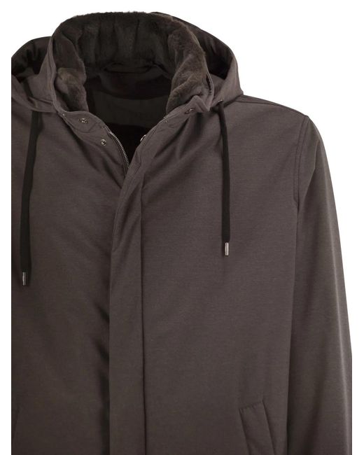 Herno Gray Lightweight Stretch Technical Parka With Hood for men
