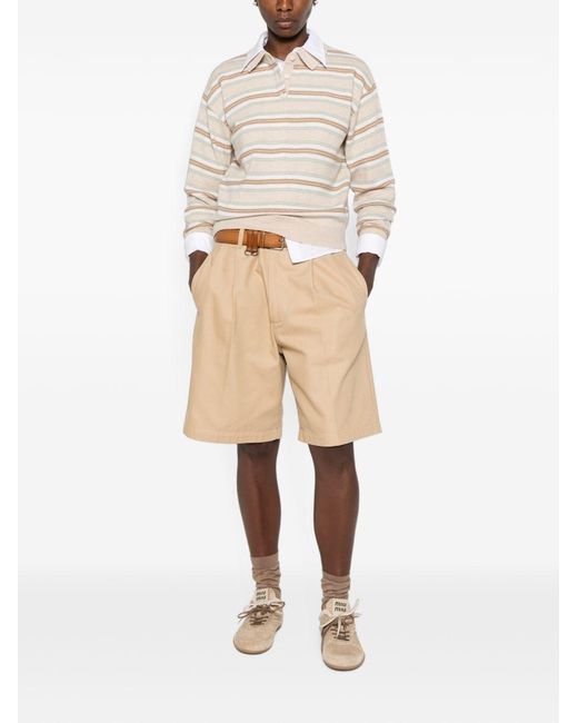 Guest In Residence White Striped Cashmere Polo Shirt