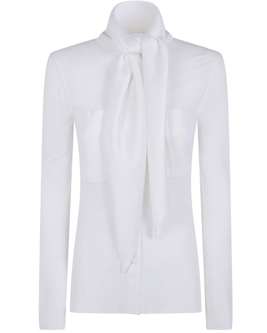 Courreges White Courregès Satin Scarf Collar Jersey Shirt