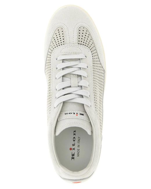 Kiton White Suede Sneakers for men