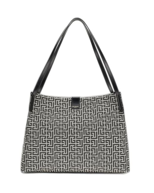 Balmain White Leather Totes Large Open