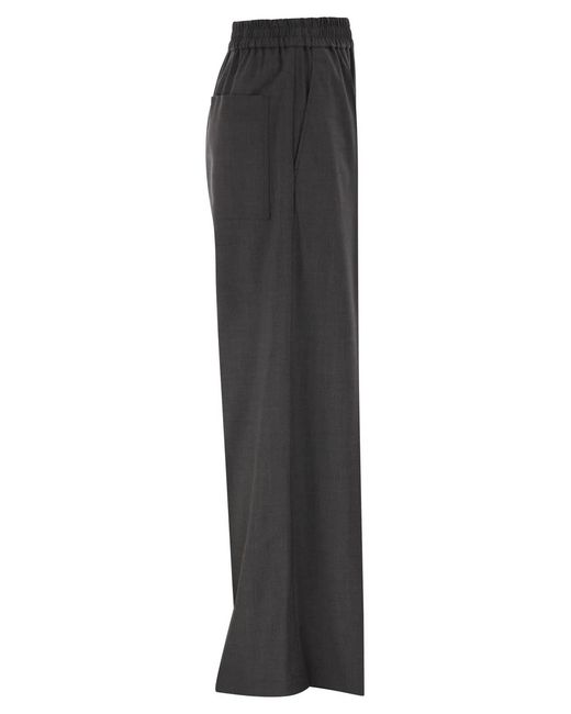 Brunello Cucinelli Gray Stretch Virgin Wool Fluid Trousers