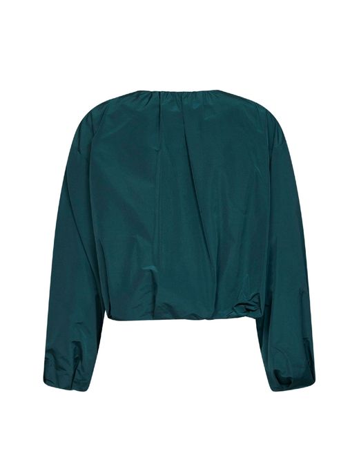 Weekend by Maxmara Green Gathered-Hem Zip-Up Jacket